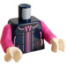 LEGO Dark Blue Minifig Torso with Metallic Pink Zipper, Dark Pink Arms and White Hands (973)