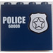 LEGO Donkerblauw Paneel 1 x 4 x 3 met Wit &#039;Politie&#039; en &#039;60008&#039; en Zilver Badge (Rechtsaf) Sticker met zijsteunen, holle noppen (60581)