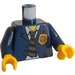 LEGO Azul oscuro Policía HQ Chief Torso con Golden Parche y Necktie con Dark Azul Brazos y Amarillo Manos (973)