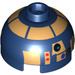 LEGO Dark Blue Round Brick 2 x 2 Dome Top (Undetermined Stud - To be deleted) with Metallic Gold (R8-B7) (95077)
