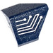 LEGO Dark Blue Slope 1 x 2 (45°) Double / Inverted with Silver lines Sticker with Open Bottom (3049)