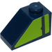 LEGO Dark Blue Slope 1 x 2 (45°) with Lime with Stripe Sticker (3040)