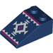 LEGO Dark Blue Slope 2 x 3 (25°) with Festive Christmas White Pattern with Rough Surface (3298 / 60850)