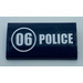 LEGO Dark Blue Slope 2 x 4 Curved with &quot;06&quot; and &#039;&#039;police&quot; Sticker with Bottom Tubes (88930)