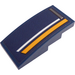 LEGO Dark Blue Slope 2 x 4 Curved with Vent and White, Orange Stripes on the Right Side Sticker (93606)