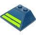 LEGO Dark Blue Slope 3 x 4 Double (45° / 25°) with Two Lime Stripes with Cut Out Edges Sticker (4861)