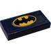 LEGO Dark Blue Tile 1 x 2 with Batman Logo License Plate Sticker with Groove (3069)