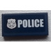 LEGO Dark Blue Tile 1 x 2 with Police Badge Sticker with Groove (3069)