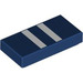 LEGO Dark Blue Tile 1 x 2 with White Stripes with Groove (3069 / 107508)