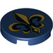 LEGO Dark Blue Tile 2 x 2 Round with Fleur-de-lis with Bottom Stud Holder (14769 / 96260)