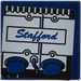 LEGO Dark Blue Tile 2 x 2 with &quot;Stafford&quot; (Left) Sticker with Groove (3068)