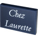 LEGO Dark Blue Tile 2 x 3 with &#039;Chez Laurette&#039; Sticker (26603)