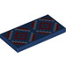 LEGO Bleu Foncé Tuile 2 x 4 avec diamant Rug Paterne (78503 / 87079)