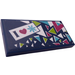 LEGO Dark Blue Tile 2 x 4 with Heart, Snowflake and Colorful Triangles Sticker (87079)