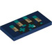 LEGO Dark Blue Tile 2 x 4 with Turquoise and tan pixels (87079 / 102159)