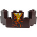 LEGO Dark Brown Brick 4 x 8 x 2.3 Turret Top with Running Yellow Lava and Orange Cracks Sticker (6066)