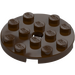 LEGO Dark Brown Plate 4 x 4 Round with Hole and Snapstud (60474)