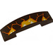 LEGO Dark Brown Slope 1 x 4 Curved Double with Yellow Lava, Three White Spots, Orange Cracks (Right) Sticker (93273)