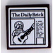 LEGO Marron foncé Tuile 2 x 2 avec &#039;The Daily Brique&#039; et Singer avec His Guitar Autocollant avec rainure (3068)
