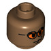 LEGO Dark Flesh Minifig Head with Orange Sunglasses and Smirk (Safety Stud) (45936 / 50958)