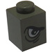 LEGO Dark Gray Brick 1 x 1 with Right Arched Eye (3005)