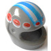 LEGO Dark Gray Crash Helmet with Blue and White Stripes and Red and White Dots Pattern (2446)