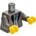 LEGO Dark Gray Lucius Malfoy Torso with Striped Suit and Silver Vest with Blue Tie with Dark Gray Arms and Yellow Hands (973)