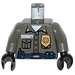 LEGO Dark Gray Minifig Torso Security Guard, Gold Badge and Radio (973)