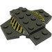 LEGO Dunkelgrau Platte 6 x 6 x 0.667 Kreuz mit Dome mit Schwarz und Gelb Danger Streifen (30303)