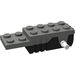 LEGO Donkergrijs Pullback Motor 6 x 2 x 1.3 met Wit Shafts en Zwart Basis