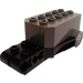 LEGO Dunkelgrau Pullback Motor 9 x 4 x 2 1/3 mit schwarzer Basis, weißen Achslöchern und Bolzen an der vorderen Oberseite (32283)