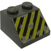 LEGO Donkergrijs Helling 2 x 2 (45°) met Zwart en Geel Danger Strepen en Damage Decoratie (3039 / 50161)