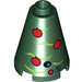LEGO Dark Green Cone 2 x 2 x 2 with Christmas Astromech Tree Decoration (Open Stud) (3942)