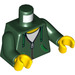 LEGO Dark Green Minifig Torso - Hoodie with Green Lace Ties and Pocket Trims over White Shirt (76382)