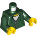 LEGO Dark Green Minifig Torso - Hoodie with Green Lace Ties and Pocket Trims over White Shirt (973 / 76382)