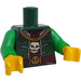 LEGO Dark Green Minifig Torso with Gold Necklace, White Skull with Green Arms and Yellow Hands (973)