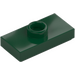 LEGO Dark Green Plate 1 x 2 with 1 Stud (with Groove and Bottom Stud Holder) (15573 / 78823)