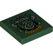 LEGO Dark Green Tile 2 x 2 with Slytherin Crest with Groove (3068 / 56420)