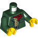 LEGO Dark Green Woman in Dark Green Jacket with Red Hat Minifig Torso (973 / 76382)