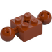 LEGO Dunkelorange Stein 2 x 2 mit Zwei Ball Joints mit Löchern in Kugel und Achsloch (17114)