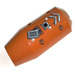LEGO Dark Orange Cylinder 6 x 3 x 10 Half with Taper and Four Pin Holes with Metal Patches Sticker (57792)