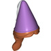 LEGO Dark Orange Hair in Braid and Medium Lavender Cone Hat with White Ribbon (18143)