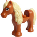 LEGO Dunkelorange Pferd mit Beige Haar und Braun Augen (77477)