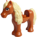 LEGO Dunkelorange Pferd mit Tan Haar und Brown Augen (77477)