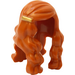 LEGO Dark Orange Long Wavy Hair with Left Parting with Gold Hairclip (68508)