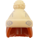 LEGO Mørk orange Mellemlangt hår og Beige Bobble Hat med Pompom (68502)