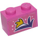 LEGO Dark Pink Brick 1 x 2 with Flower Sticker with Bottom Tube (3004)