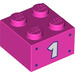 LEGO Dark Pink Brick 2 x 2 with &#039;1&#039; (3003 / 68973)