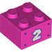 LEGO Dark Pink Brick 2 x 2 with &#039;2&#039; (3003 / 68978)