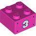 LEGO Dark Pink Brick 2 x 2 with &#039;3&#039; (3003 / 68979)